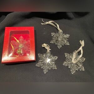 Lot of 4 Mikasa Crystal Snowflake Ornaments Set